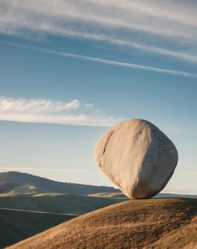 Balanced Rock on Hilltop with Scenic Background. photo
