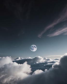 A view of the moon over the clouds photo