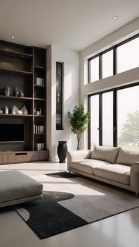 Isometric view of an openinterior living room rendered digitally with 3D details modern design photo