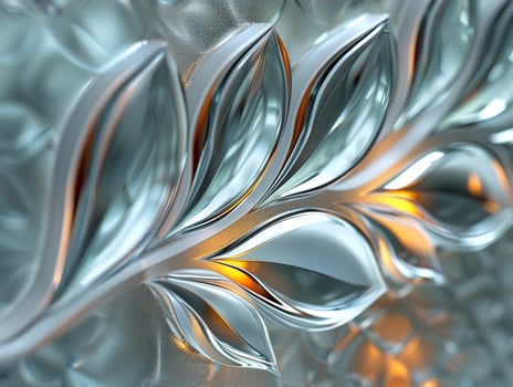 A close-up of a glass logo on a frosted glass surface photo