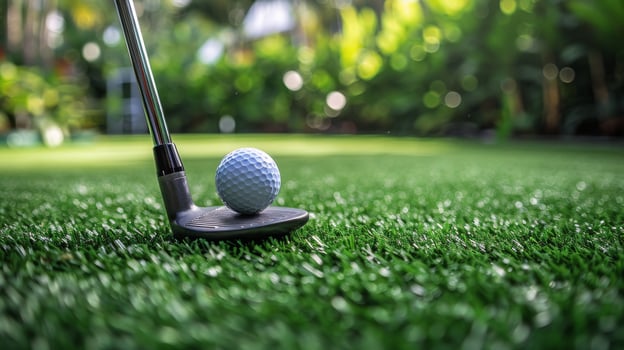 Golf Ball and Golf Club on the Green photo