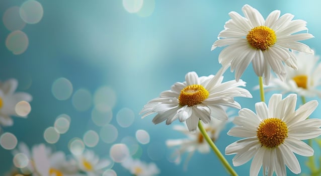 White Daisies on Blue Background photo