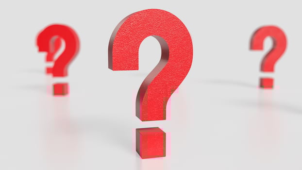The red question mark on white background 3d rendering. photo