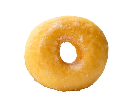 Top view of single brown sugar glazed cinnamon donut isolated on white background with clipping path photo