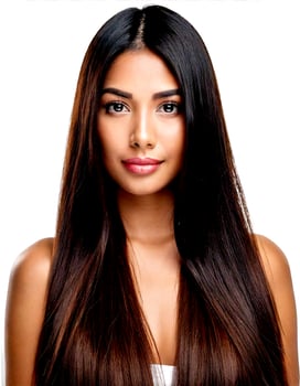 A beautiful woman with long, straight hair photo