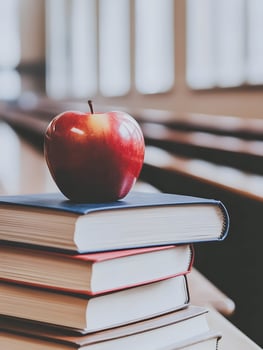 Studying educating books with an apple on it reading education literature photo