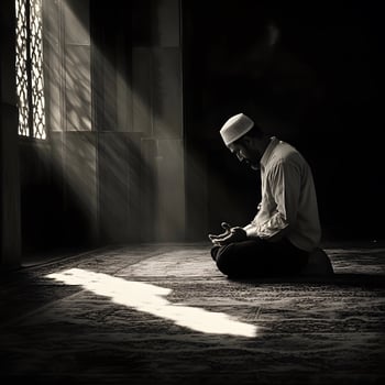 muslim prayer men. Believe in Islam in the Mosque photo