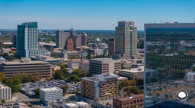 Aerial View of Sacramento Skyline Featuring Wells Fargo Center photo