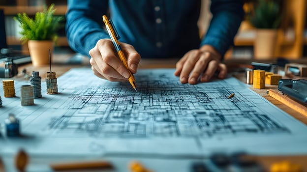 Cropped shot of a Engineers and architects are helping to design the construction. photo