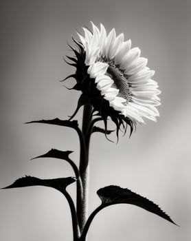 Black and white photograph of a sunflower photo