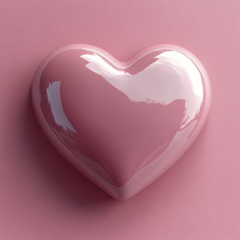 Shiny pink heart decoration on a soft pastel background for Valentines Day celebration photo