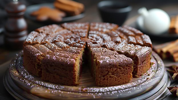 Spiced gingerbread cake cut out an isolated simple minimalist background photo