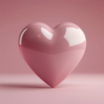 Shiny pink heart decoration on a soft pastel background for Valentines Day celebration photo