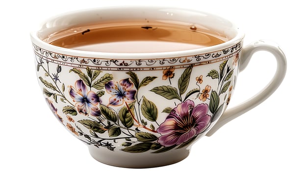 Floral cup of osmanthus tea cut out on an isolated simple minimalist background photo