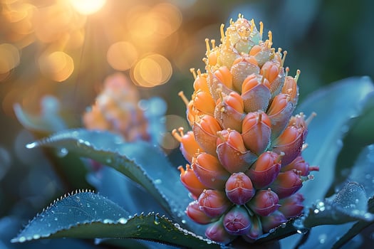 Dew-Kissed Vibrant Flower with Morning Sunlight for Botanical Design photo