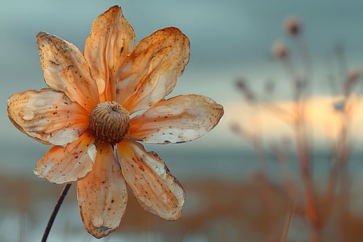 Delicate Dried Flower in Tranquil Autumn Landscape for Nature-Inspired Design photo