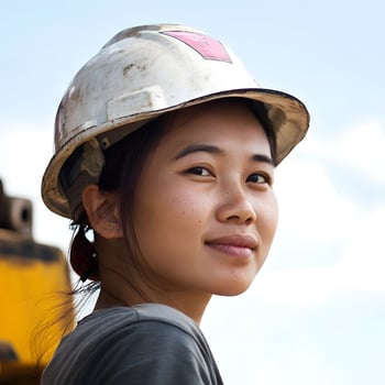 Female Construction worker. Hard Hat woman labor photo