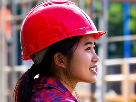 Female Construction worker. Hard Hat woman labor photo
