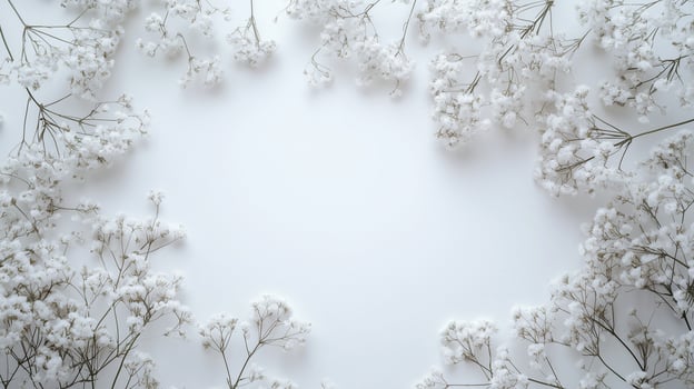 Baby breath flower frame rounded empty center nature background photo