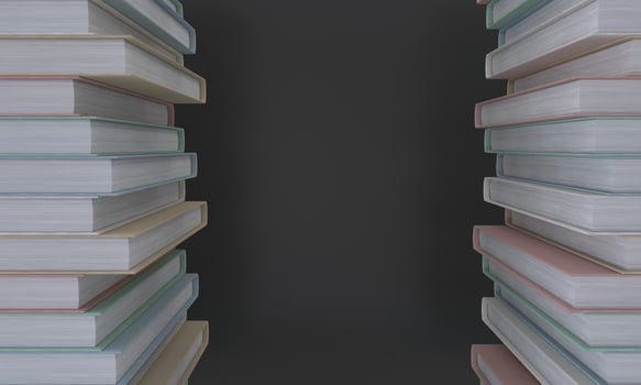 Beautiful arrangement of different books with black wall 02 photo