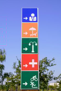 A sign that has a picture of a person on it photo
