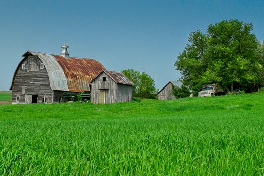 Farm scene with barn and outbuildings photo