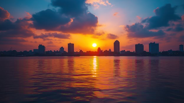 Golden Hour in Lagos, Nigeria Skyline of Victoria Island photo