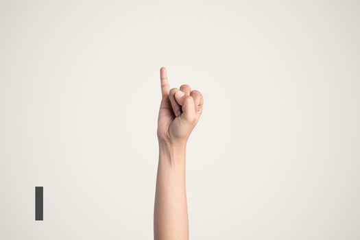 Deaf Sign alphabet of I, American Sign Language ASL. Isolated object Finger spelling the alphabet photo
