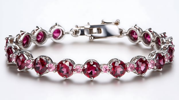 Delicate spinel bracelet featuring red and pink gemstones designed for a subtle yet stylish look photo