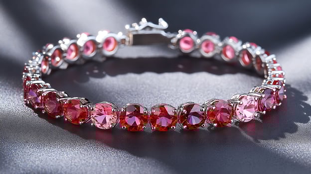 Delicate spinel bracelet featuring red and pink gemstones designed for a subtle yet stylish look photo