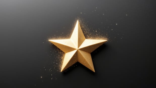 Golden star on black background photo