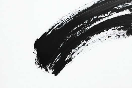 A dynamic display of bold black brush strokes sprawls across a pristine white surface. The contrasting colors create a striking visual effect, emphasizing artistic expression and creativity. photo