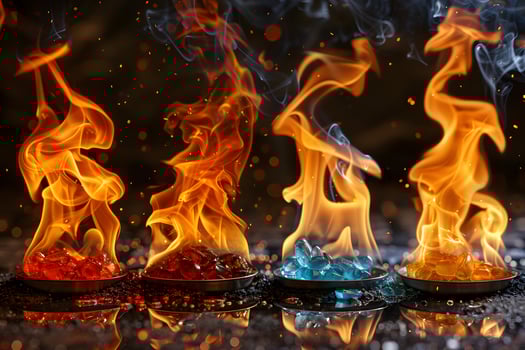 Colorful Flames in Glass Art Display for Creative Design Inspiration photo