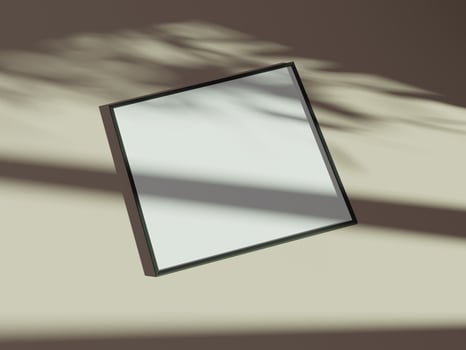 Empty framed canvas for mockups and art illustrations with shadow photo