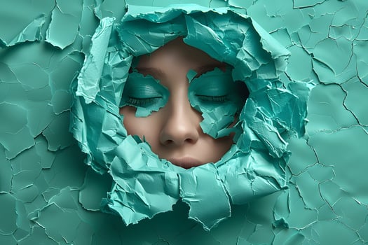 Surreal Concept of Tranquility with Cracked Teal Texture for Artistic Expression photo