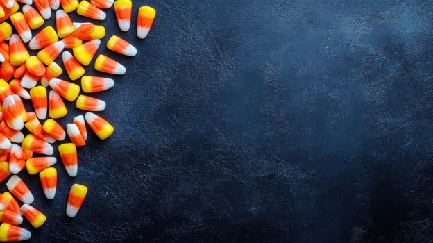 Candy Corn Border on Dark Background for Halloween photo