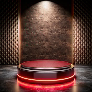 Red stage with spotlight and red leather photo