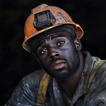 Industrial Sad Black Male Construction worker Men photo