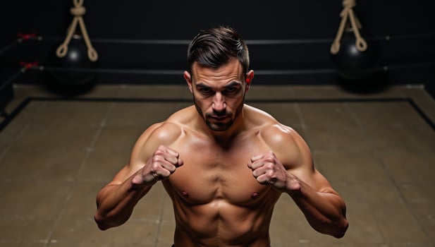 Boxingthemed workout setting photo