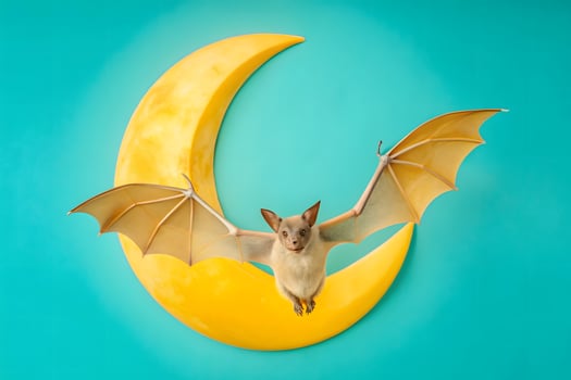 A bat flying over a yellow moon photo