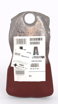 blood bag with white background photo