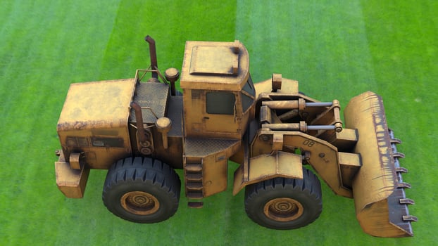 Yellow Bulldozer on Stadium 4k photos