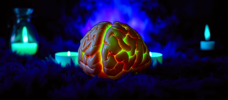 glowing model the human brain photo