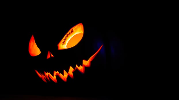 luminous jack-o-lantern smiles the darkness photo