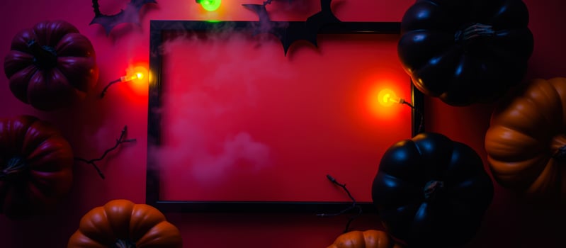 glowing lights pumpkins create a festive autumn scene photo