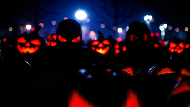 glowing jack-o'-lanterns the dark photo