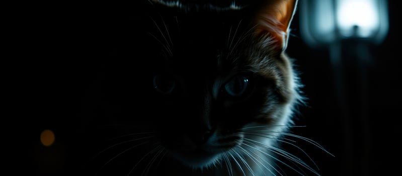 cat's intense gaze the dark photo