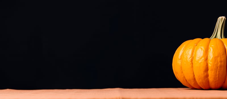 single pumpkin against a black background photo