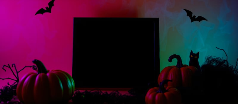 black frame against a vibrant purple blue background photo