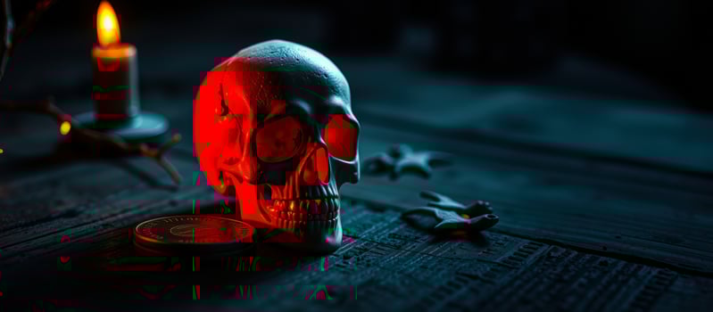 white skull under red light photo